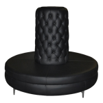 Black Leather Round Banquette