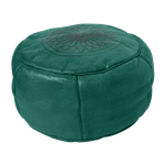 Moroccan Leather Pouf - Green
