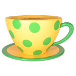 Oversized Teacup - Yellow & Green Polkadot