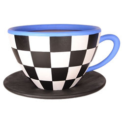 Oversized Teacup - Black & White Checker