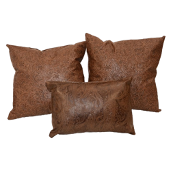 Cluster of (3) Tooled Leather Pillows