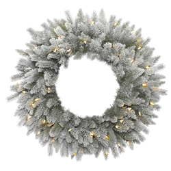 Frosted Sable Pine Wreath with Lights