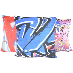 Set of (3) Graffiti Pillows