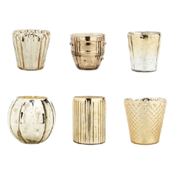 Gold Eclectic Votive Holders - Set of (6)