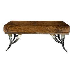 Cowhide and Horn Bench