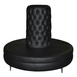 Black Leather Round Banquette