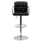 Black Leather Bar Stool with Arms