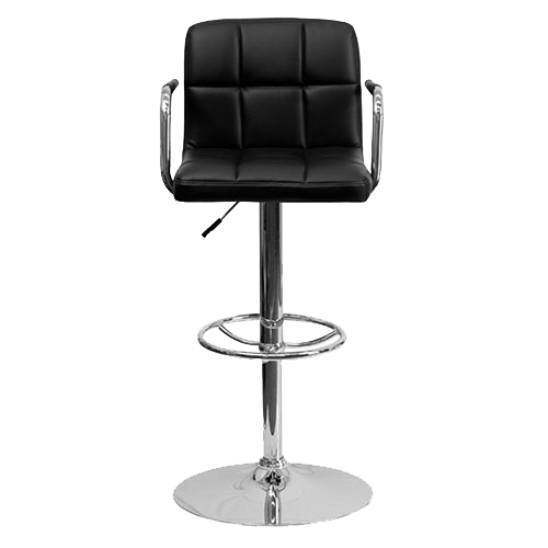 Black Leather Bar Stool With Arms, Black Leather Bar Stools With Backs And Arms