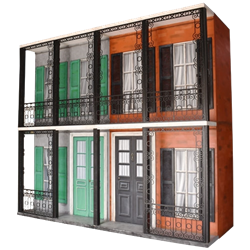French Quarter Facade - Grey & Orange