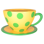Oversized Teacup - Yellow & Green Polkadot