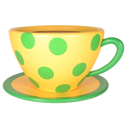 Oversized Teacup - Yellow & Green Polkadot