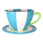 Oversized Teacup - Teal & White Stripe