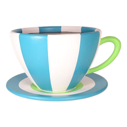 Oversized Teacup - Teal & White Stripe