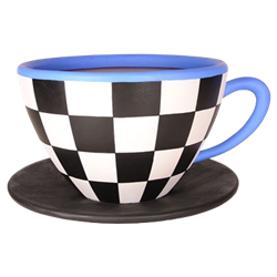 Oversized Teacup - Black & White Checker