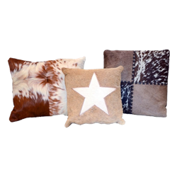 Cluster of (3) Cowhide Pillows