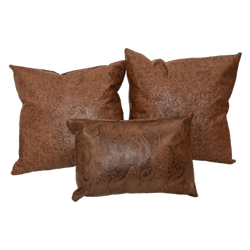 Cluster of (3) Tooled Leather Pillows
