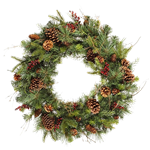 36" Wreath with Berries & Pinecones