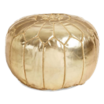 Moroccan Leather Pouf - Gold
