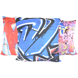 Set of (3) Graffiti Pillows
