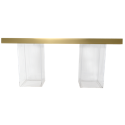Gold Mirrored Column Table - Clear
