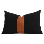 Black and Leather Lumbar Pillow