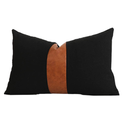 Black and Leather Lumbar Pillow