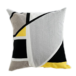 Black, Grey and Yellow Geometric Pillow