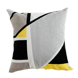 Black, Grey and Yellow Geometric Pillow