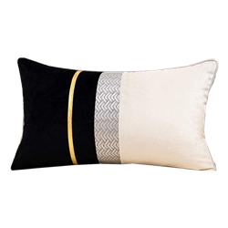 Black with Gold Stripe Lumbar Pillow