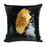 Black and Gold Mermaid Sequin Pillow