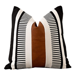 Black Leather Stripe Pillow