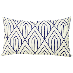 Navy Embroidered Lumbar Pillow