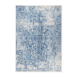 Blue and Ivory Distressed Area Rug 8' x 10'