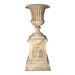 Faux Marble Fluted Urn with Base