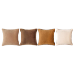Set of (4) Brown & Beige Velvet Pillows