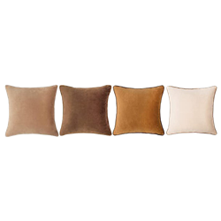 Set of (4) Brown & Beige Velvet Pillows