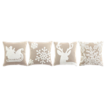 Set of (4) Embroidered Christmas Pillows