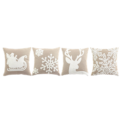 Set of (4) Embroidered Christmas Pillows