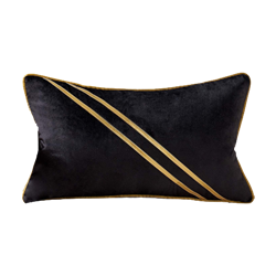 Black Velvet & Gold Stripe Lumbar Pillow