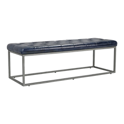 Midnight Blue Leather Bench