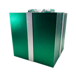 Green Gift Box with Silver Bow