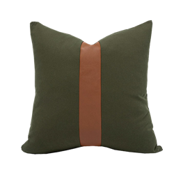 Olive and Leather Pillow