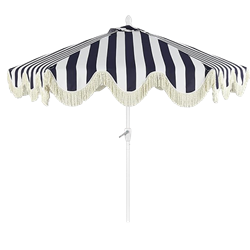 Navy & White Stripe Market Umbrella