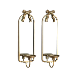 Gold Bow Wall Candle Sconce (Set of 2)