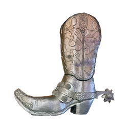 Oversized Silver Cowboy Boot